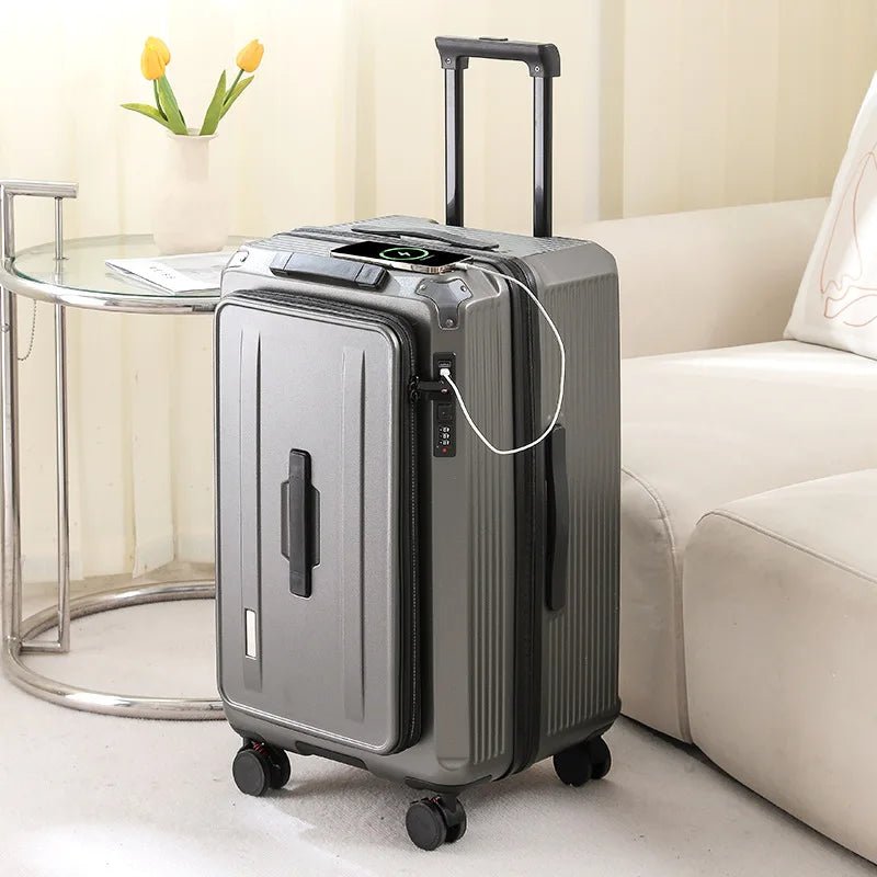 Expandable Luggage, Large-Capacity Thickened Trolley Case, 24-inch Travel Suitcase, Luggage with Combination Lock, Sturdy and Durable