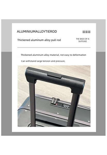 Front Opening Luggage Aluminum Frame Softside Luggage with Spinner Wheels Men Carry-On Luggage Women Travel Trolley Case 20 Inch