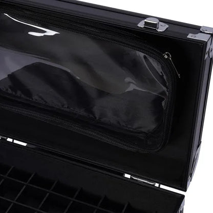 Rolling Makeup Train Case Travel Cosmetic Organizer Box with Dividers Cosmetic Trolley with Lock Cosmetics Storage Organizer