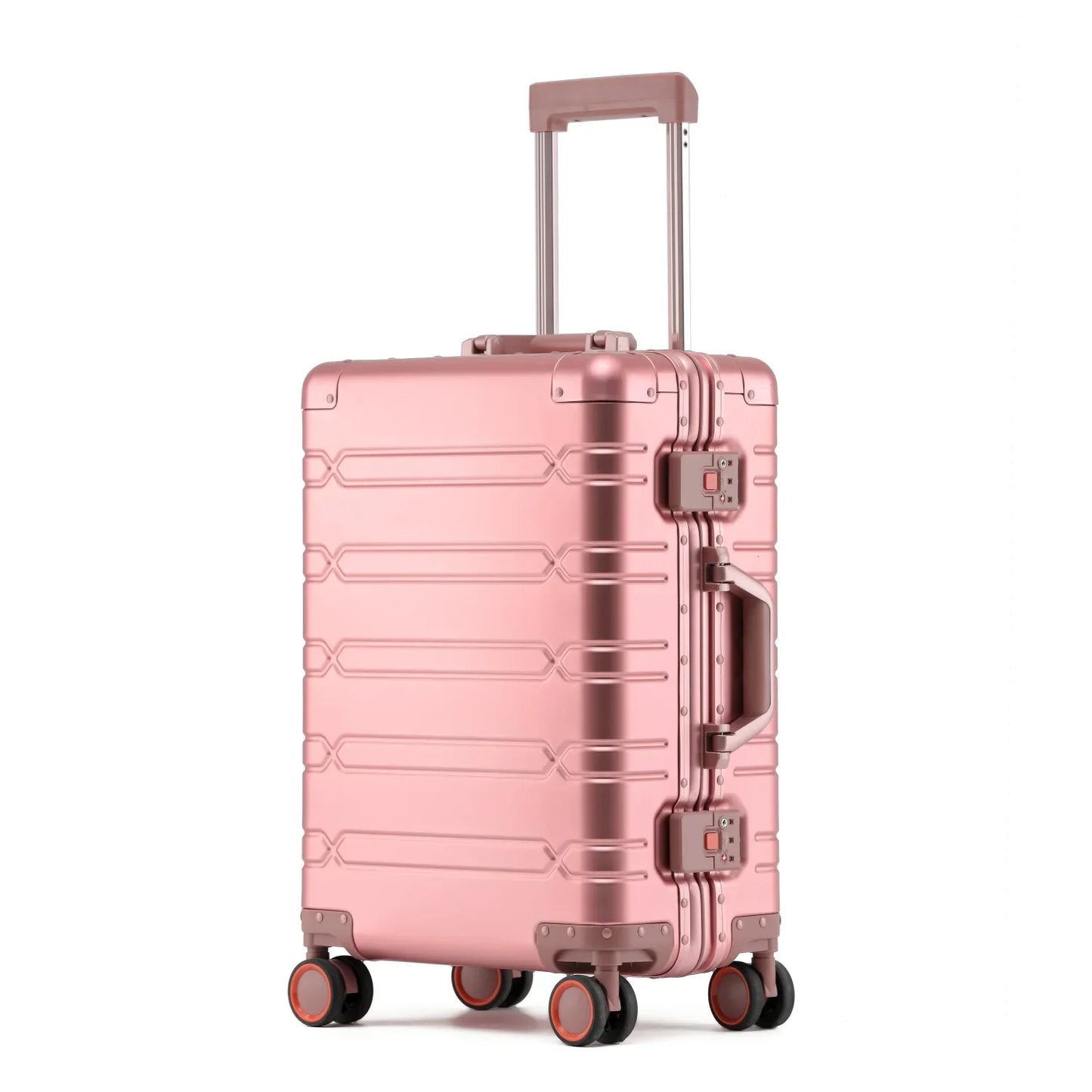 Large-Capacity 100% Aluminum Travel Luggage 20/24/29 Inch 360° Spinner Wheels TSA Lock Carry-On Checked Trolley Suitcase