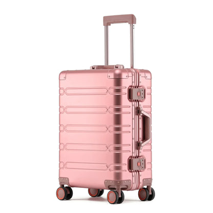 Large-Capacity 100% Aluminum Travel Luggage 20/24/29 Inch 360° Spinner Wheels TSA Lock Carry-On Checked Trolley Suitcase