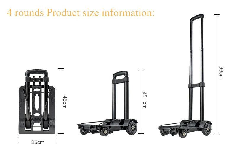 2/4 Wheeled Small Truck with Foldable Pull Rod, Portable Shopping Cart, Household Grocery Cart, Small Pull Cart, Luggage Cart