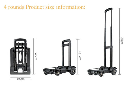 2/4 Wheeled Small Truck with Foldable Pull Rod, Portable Shopping Cart, Household Grocery Cart, Small Pull Cart, Luggage Cart