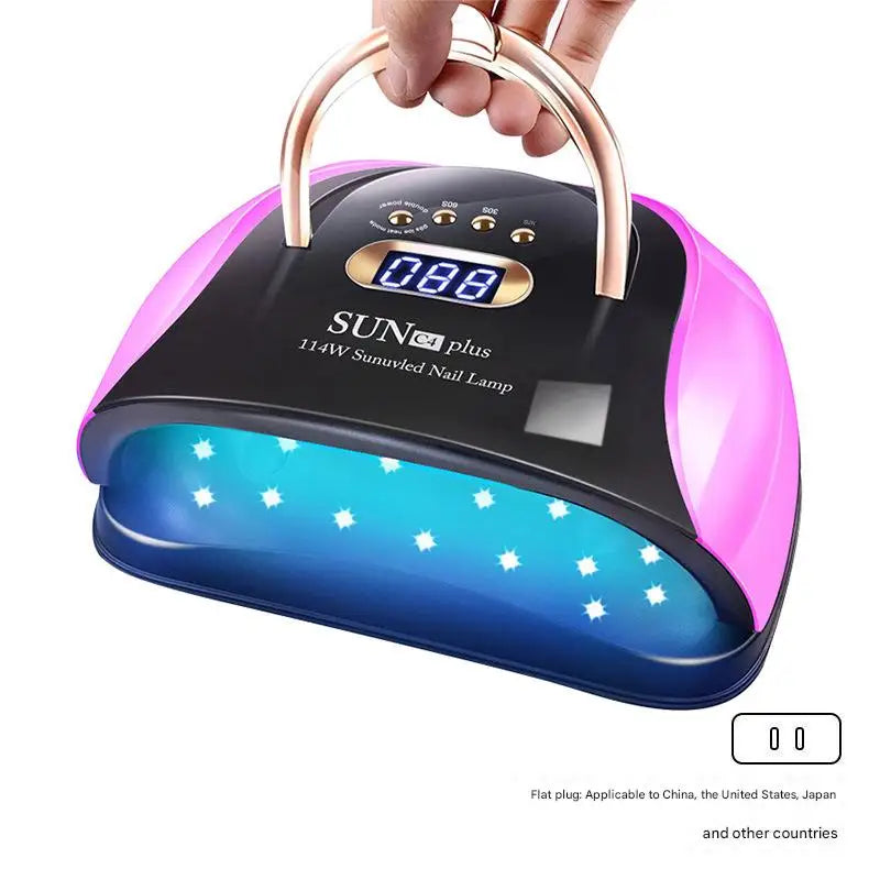 256W UV LED Nail Lamp - Fast Curing Smart Sensor Light, Professional Gel Polish Dryer with Handle for Home Salon Use