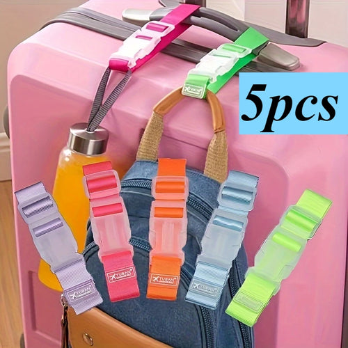 5pcs Multi-color Luggage Straps - Adjustable Buckle Design, Durable Travel Outdoor Accessories, Strong Trolley Bag Hook Shoulder