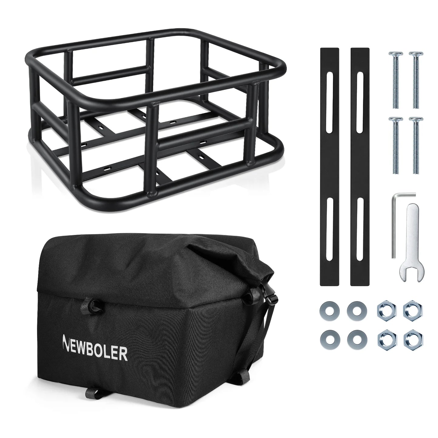 NEWBOLER E-Bike Luggage Rack Bag Heavy Metal Large Capacity Bicycle Rear Rack Basket Outdoor Travel Shopping MTB Road Bicycle