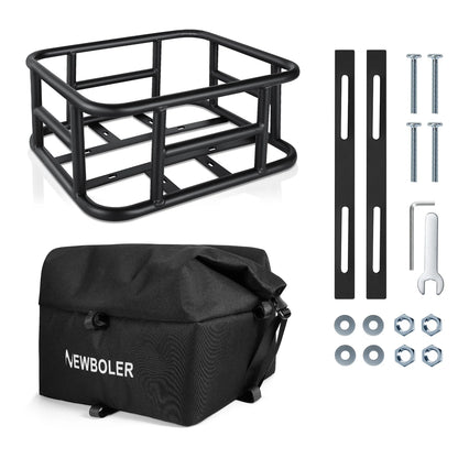 NEWBOLER E-Bike Luggage Rack Bag Heavy Metal Large Capacity Bicycle Rear Rack Basket Outdoor Travel Shopping MTB Road Bicycle