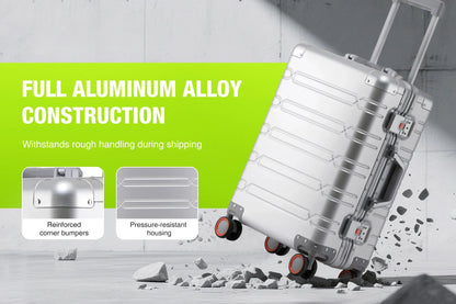 Large-Capacity 100% Aluminum Travel Luggage 20/24/29 Inch 360° Spinner Wheels TSA Lock Carry-On Checked Trolley Suitcase