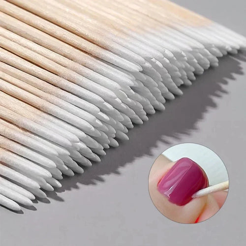 50/100/300/500 Nails Wooden Tip Cotton Stick Buds Disposable Ultra-Detail Corrector Nail Polish Remover Clean Sticks Manicure Tools