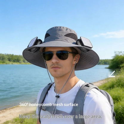 Solar Fan Hat Portable Solar Charging Cap with Fan for Outdoor Camping Fishing Hiking Sunscreen Fisherman Hat
