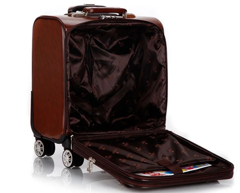 Men Business Travel Rolling Luggage Suitcase Under Seat Carry on Suitcases 18 Inch Travel Luggage Bag with 4 Spinner Wheels