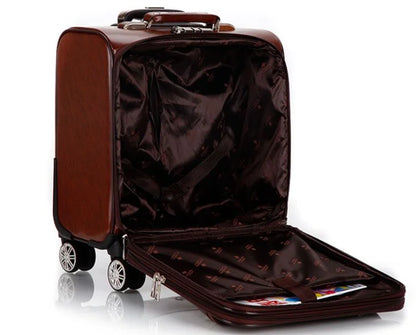 Men Business Travel Rolling Luggage Suitcase Under Seat Carry on Suitcases 18 Inch Travel Luggage Bag with 4 Spinner Wheels