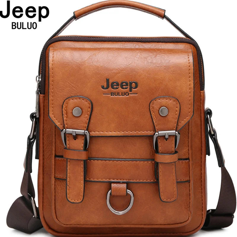 JEEP BULUO Multi-Function Business Handbags New Man's Shoulder Bag Large Capacity Leather Messenger Bag Crossbody Big Brand