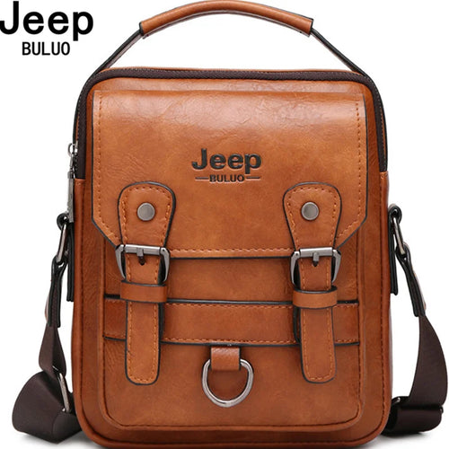 JEEP BULUO Multi-Function Business Handbags New Man's Shoulder Bag Large Capacity Leather Messenger Bag Crossbody Big Brand