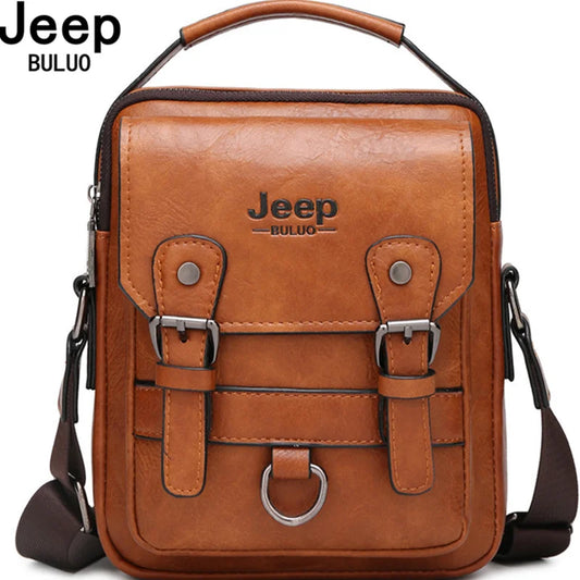 JEEP BULUO Multi-Function Business Handbags New Man's Shoulder Bag Large Capacity Leather Messenger Bag Crossbody Big Brand