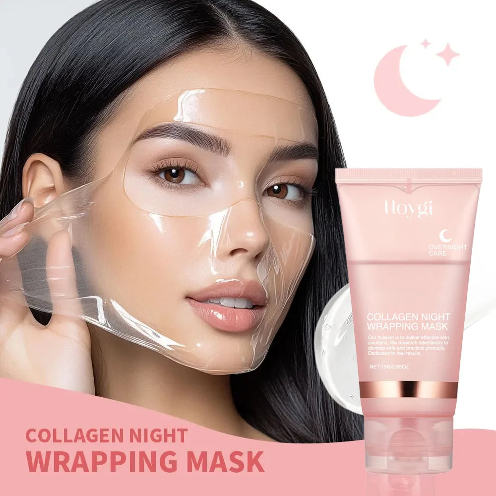 Radiant Glow Night Mask Set Collagen Overnight Wrapping Peel Off Facial Mask Set Korean Collagen Night Wrapping Mask Deeply Hydrates Night Care Mask Cream
