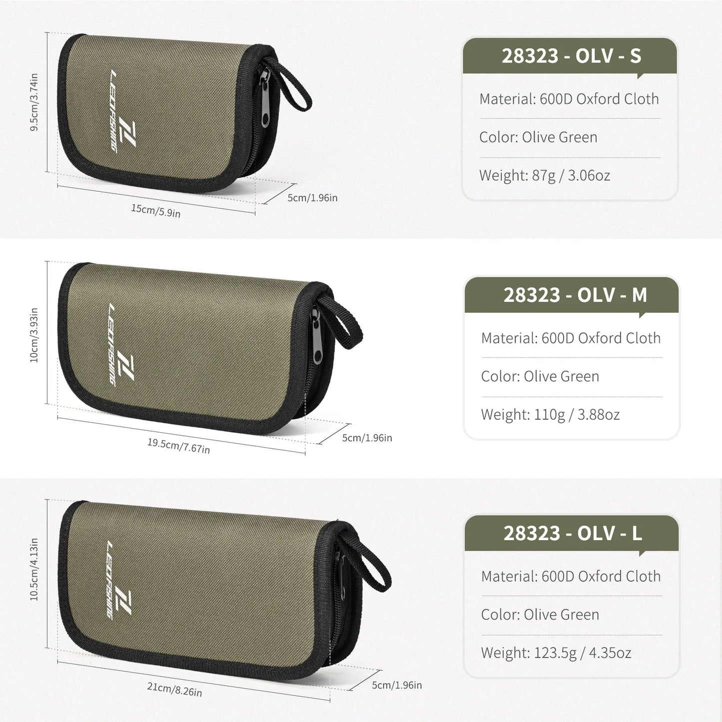Spoon Spinner Fly Fishing Lures Bag Baits Storage Carrying Case Lure Storage Wallet With Zipper Nylon Green Cloth Tackle Bag