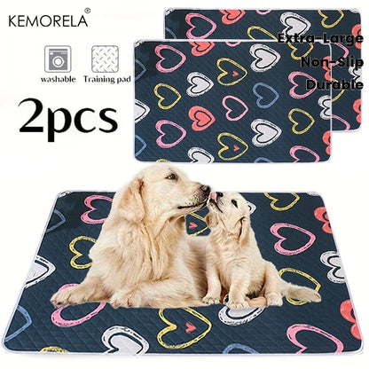 Kemorela 2pcs Dog Bed Dog Training Pads Washable Reusable Odor Resistant Durable Easy to Clean Suitable for all Seasons
