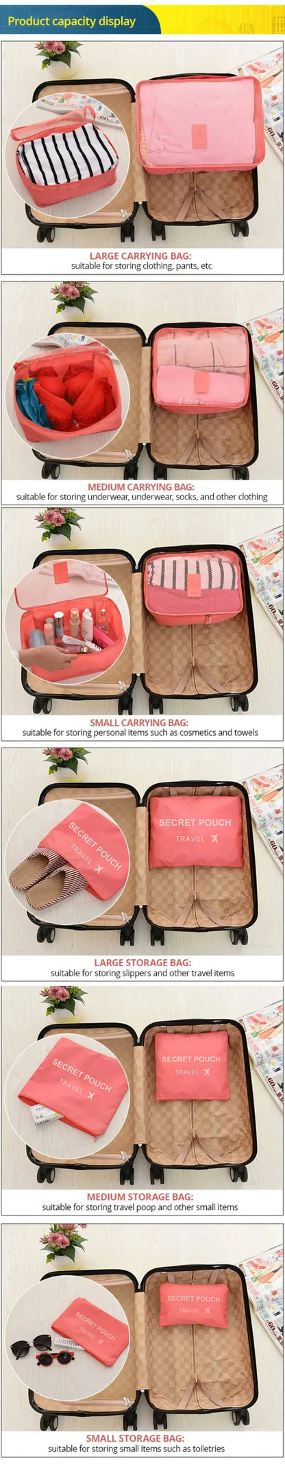 6pcs Travel Luggage Storage Bags, Versatile Lightweight Storage Pouch, Dustproof Duffle Bag