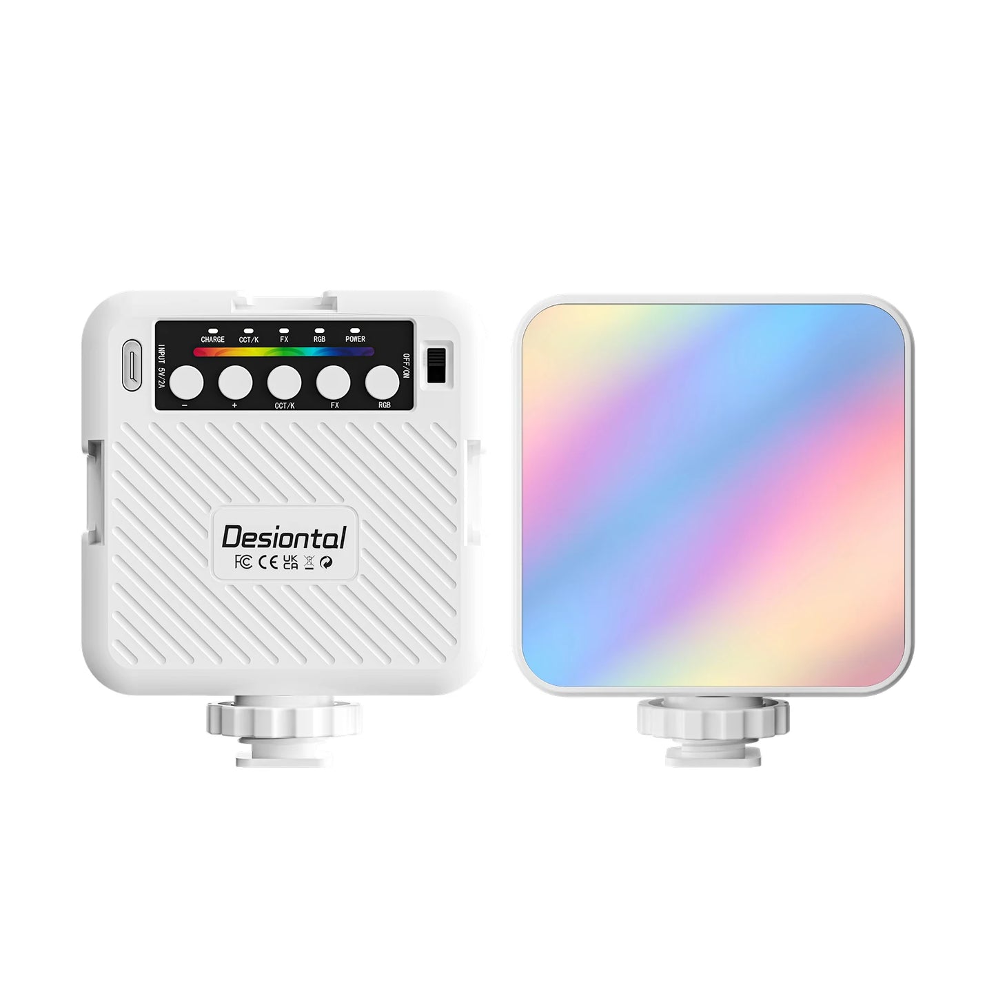 Desiontal RGB Video Light LED Camera Light 360° Full Color CRI 95+ 3000-6500K Dimmable Panel Lamp with 3 Cold Shoe 1500mAh