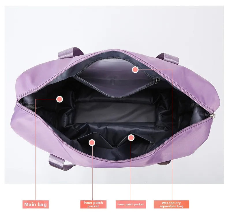 Large Capacity Travel Bag with Spinner Wheels Waterproof Wet Dry Separation Expandable Luggage for Students Business Maternity