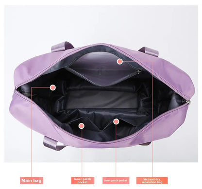 Large Capacity Travel Bag with Spinner Wheels Waterproof Wet Dry Separation Expandable Luggage for Students Business Maternity