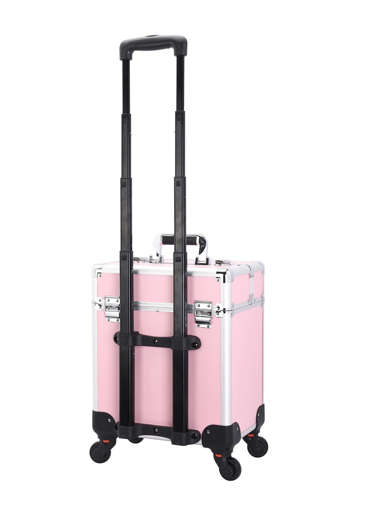 Aluminum Rolling Makeup Case Lockable Cosmetic Salon Organizer Trolley Case with Trays