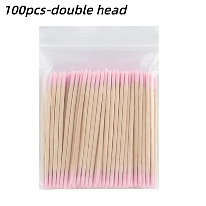 50/100/300/500 Nails Wooden Tip Cotton Stick Buds Disposable Ultra-Detail Corrector Nail Polish Remover Clean Sticks Manicure Tools