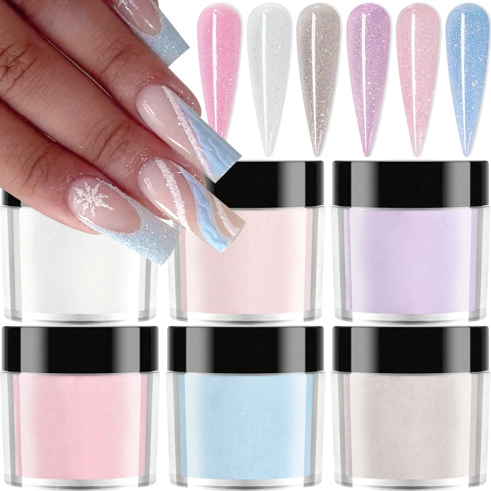 6/12 Colors Nail Acrylic Powder Set Nude/Pink/Brown Nails Crystal Powder for Nail Art Tips Extension 3D Carving Dipping Powder FA