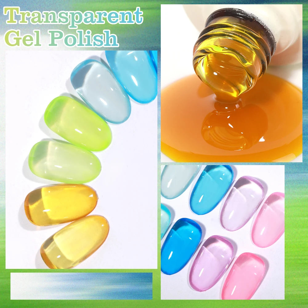 6PCS/SET 15ML Nude Pink Jelly Nail Gel Polish Set Summer Translucent Vernis Semi Permanent UV LED Soak Off Nail Art Manicure Kit