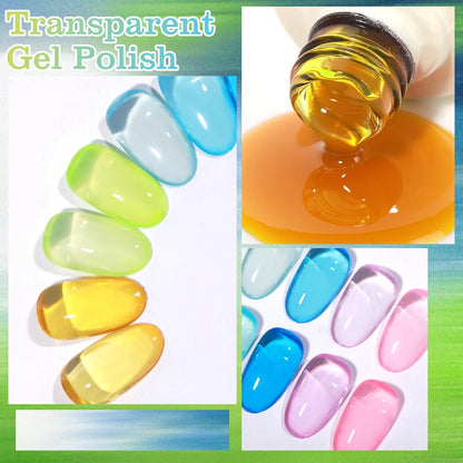 6PCS/SET 15ML Nude Pink Jelly Nail Gel Polish Set Summer Translucent Vernis Semi Permanent UV LED Soak Off Nail Art Manicure Kit