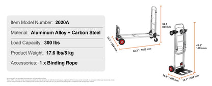400lbs Folding Hand Truck Lightweight Dolly with Wheels Foldable Luggage Utility Cart for Warehouse Transport Moving