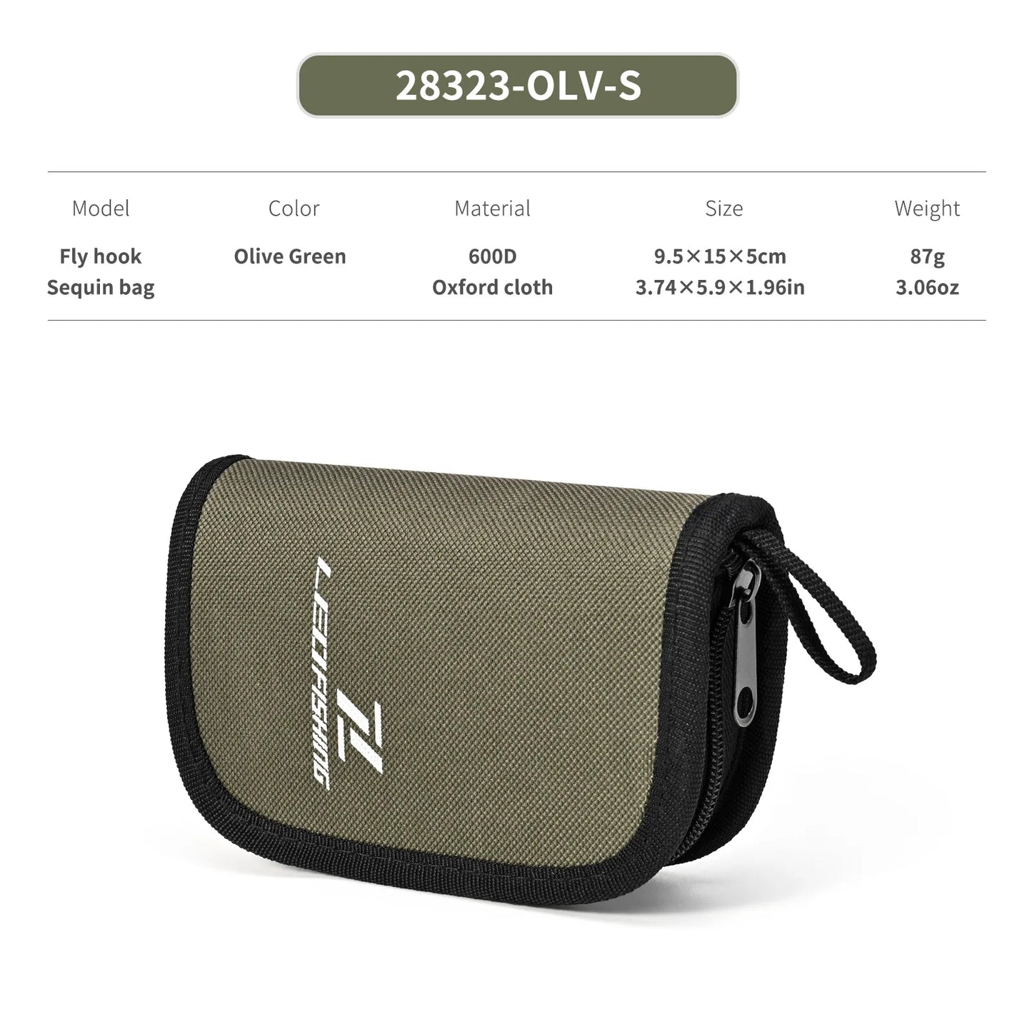 Spoon Spinner Fly Fishing Lures Bag Baits Storage Carrying Case Lure Storage Wallet With Zipper Nylon Green Cloth Tackle Bag