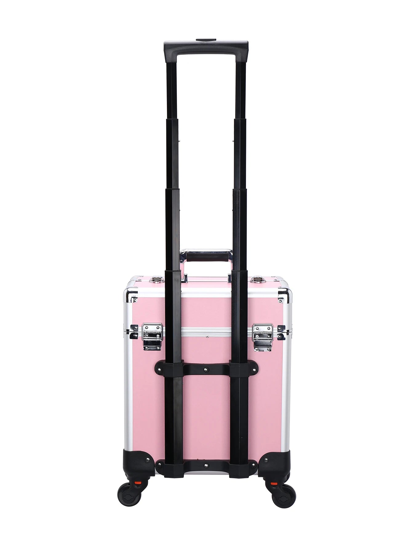 Aluminum Rolling Makeup Case Lockable Cosmetic Salon Organizer Trolley Case with Trays