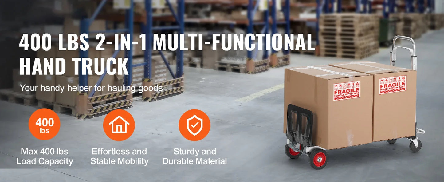 400lbs Folding Hand Truck Lightweight Dolly with Wheels Foldable Luggage Utility Cart for Warehouse Transport Moving