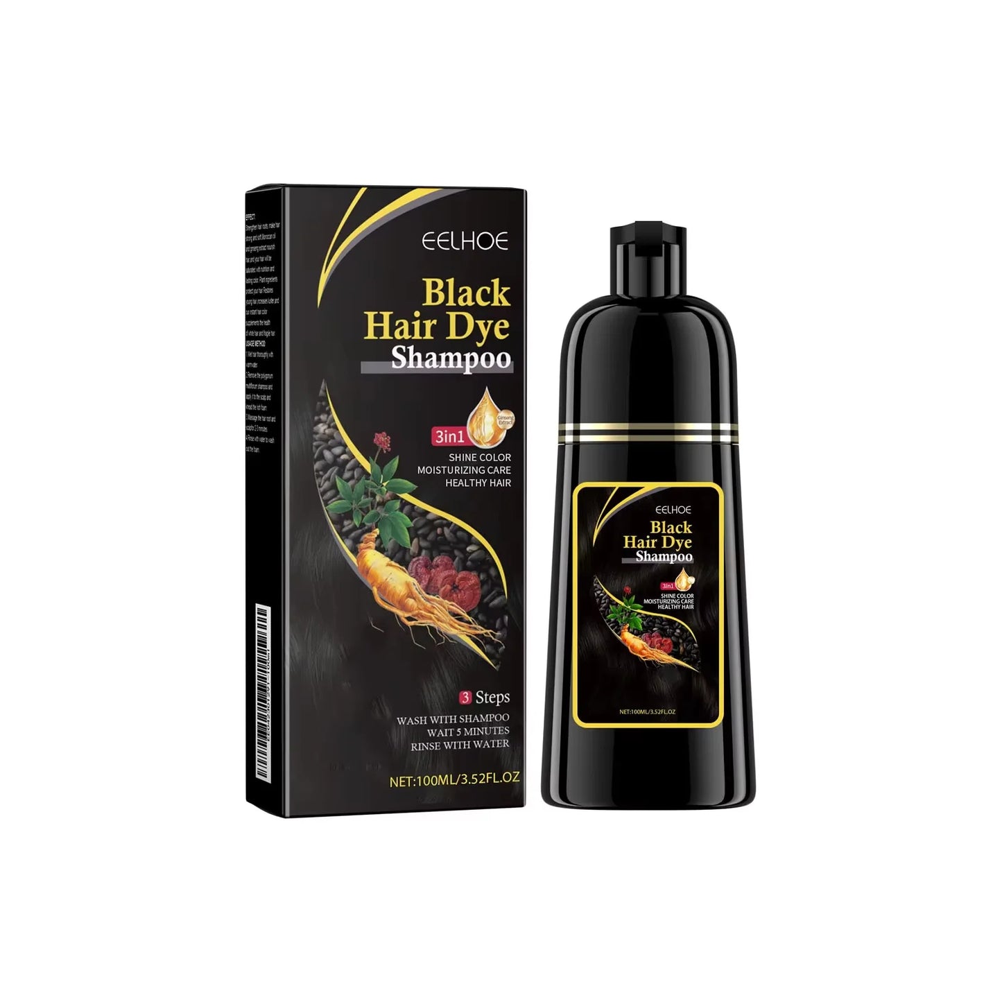 100ml Natural Herbal Hair Dye Shampoo 3 in 1 Change Hair Color Gray Hair to Dark Brown Black Deep Nourishing Fashion Hairs Care