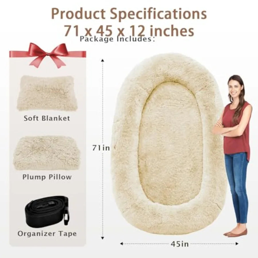 Human Dog Bed 71''x45''x12'' Size Fits Adult and Pet Washable Giant People Bed 10 CM Thick Memory Foam Large Oversize Pet Bed w