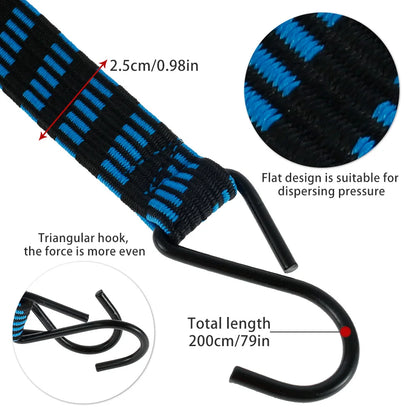 5Pcs Bungee Cords Elastic Bungees Cords with Hooks Heavy Duty Luggage Bungee Straps Anti-slip Flat Elasticity Rope for