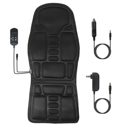 Back Massager Seat Cushion Electric Massage Car Seat Cushion with Heating Function 8 Vibration Modes 3 Intensity Levels