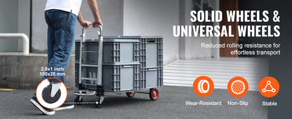 400lbs Folding Hand Truck Lightweight Dolly with Wheels Foldable Luggage Utility Cart for Warehouse Transport Moving